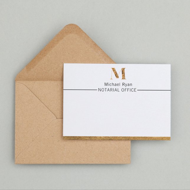 Elegant Classy White & Guld Personlig Monogram Anteckningskort (Skapare uppladdad)