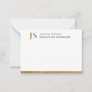 Elegant Classy White & Guld Personlig Monogram Anteckningskort