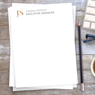 Elegant Classy White & Guld Personlig Monogram Brevhuvud