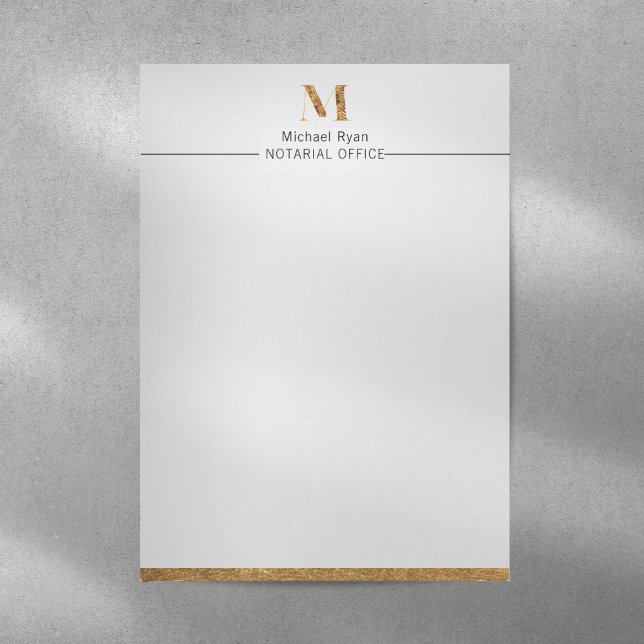Elegant Classy White & Guld Personlig Monogram Brevhuvud (Skapare uppladdad)