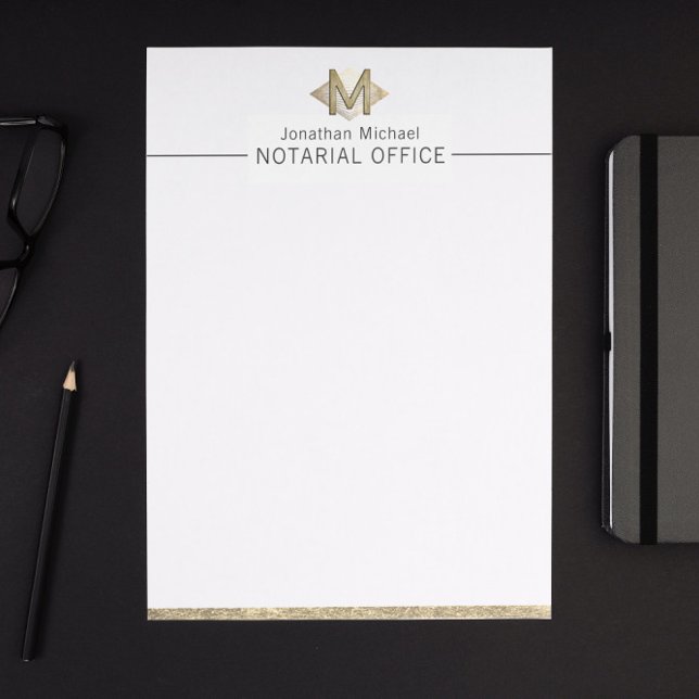 Elegant Classy White & Guld Personlig Monogram Brevhuvud (Skapare uppladdad)