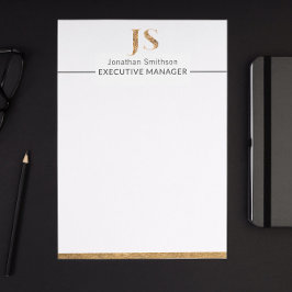 Elegant Classy White & Guld Personlig Monogram Brevhuvud