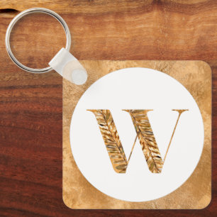 Elegant Classy White & Guld Personlig Monogram Nyckelring