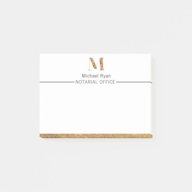 Elegant Classy White & Guld Personlig Monogram Post-it Block (Framsida)