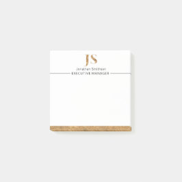 Elegant Classy White & Guld Personlig Monogram Post-it Block