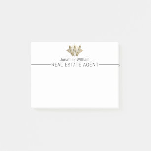Elegant Classy White & Guld Personlig Monogram Post-it Block