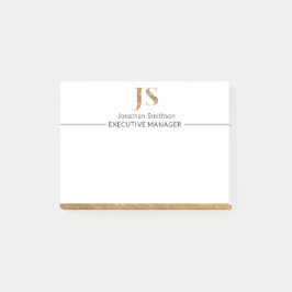 Elegant Classy White & Guld Personlig Monogram Post-it Block