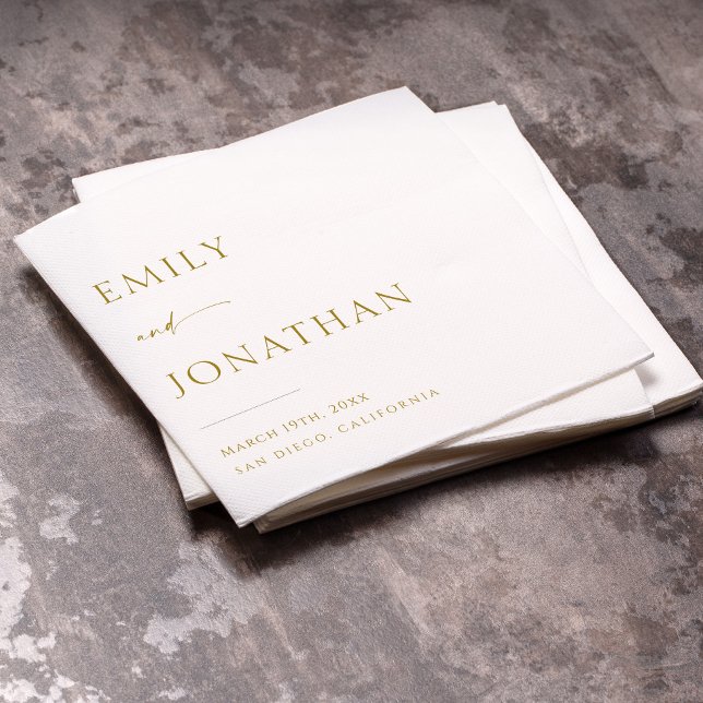 Elegant Classy White och Guld Bröllop Pappersservett (Skapare uppladdad)