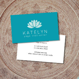 Elegant Clean Blue Lotus Icon Yoga Instructor Visitkort