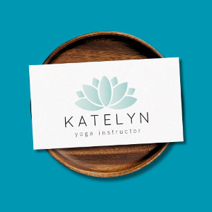 Elegant Clean Blue Lotus Icon Yoga Instructor Visitkort