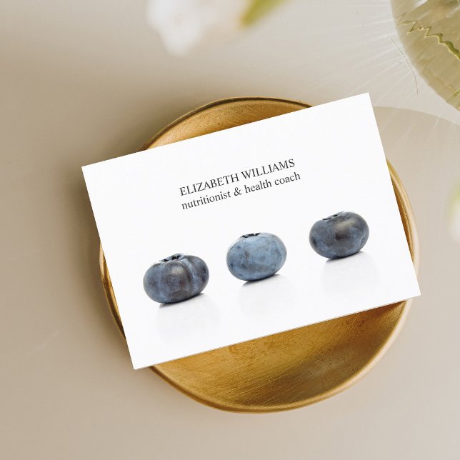 Elegant Clean Blueberry Nutritionist Health Coach Visitkort (Skapare uppladdad)