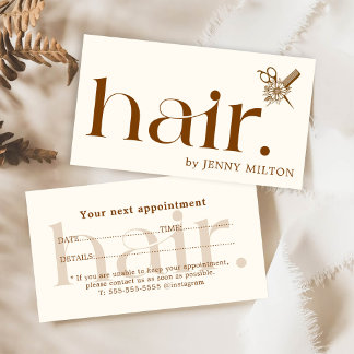 Elegant Clean Boho Brown Hair Stylist Möte Visitkort