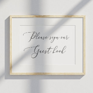 Elegant Clean Calligraphy Guest Bok Bröllop Sign Poster