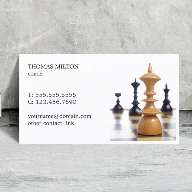 Elegant Clean Chess Figurer Coach Visitkort (Skapare uppladdad)
