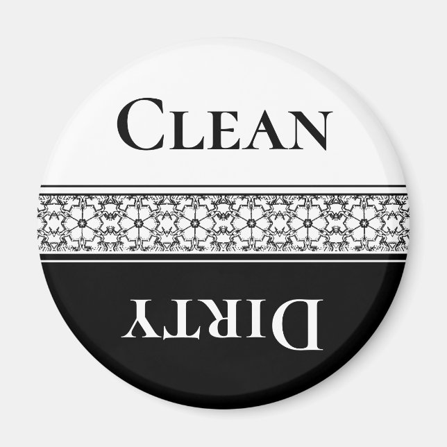 Elegant Clean Dirty Dishwasher Magnet (Framsidan)