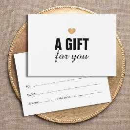 Elegant Clean Faux Guld Heart Gift Certificate Visitkort
