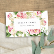 Elegant Clean Rosa Grönt Watercolor Peony Blommigt
