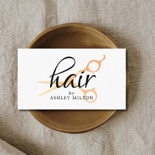 Elegant Clean White Faux Guld Sissors Hairstylist Visitkort