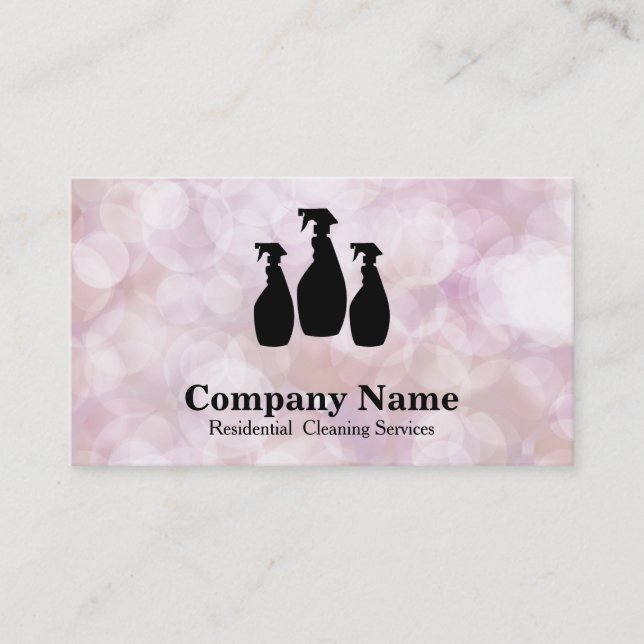 Elegant Cleaning Service Glitter Bokeh Business Ca Visitkort (Framsida)