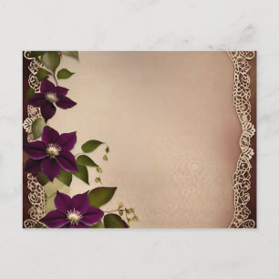 Elegant Clematis Plum Blommigt Vykort