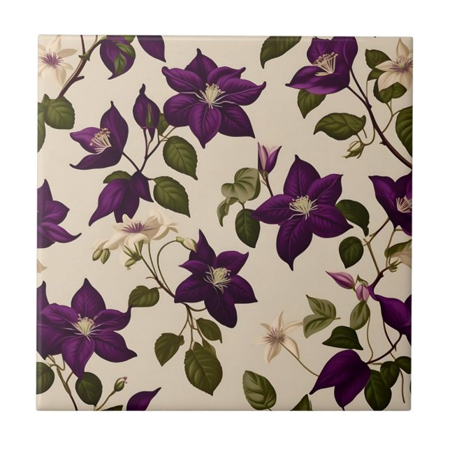 Elegant Clematis Vine Kakelplatta (Framsidan)