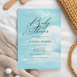 Elegant Cloud 9 Blå himmel Baby Shower Inbjudningar