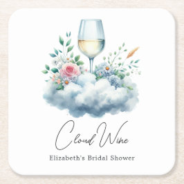 Elegant Cloud Wine Bröllopssydnadsfest Underlägg Papper Kvadrat