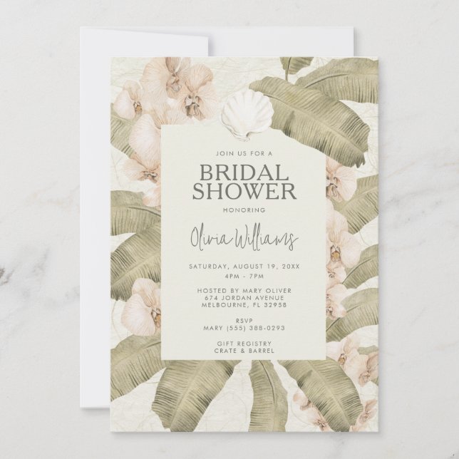 Elegant Coastal Beach Bridal Shower Invitation Inbjudningar (Framsida)
