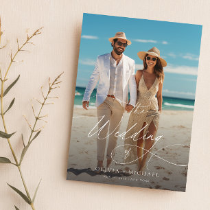 Elegant Coastal Beach Photo Bröllop Inbjudningar