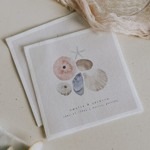 Elegant Coastal Beach Wedding Cocktail Napkins Pappersservett