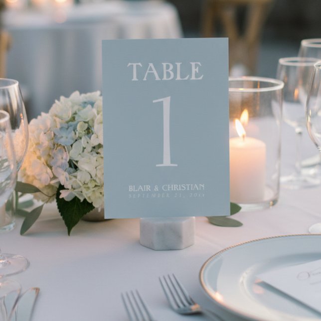 Elegant Coastal Blue Modern Wedding Bordsnummer (Elegant Coastal Blue Modern Wedding Table Number
)