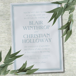 Elegant Coastal Blue Modern Wedding Invitation Inbjudningar