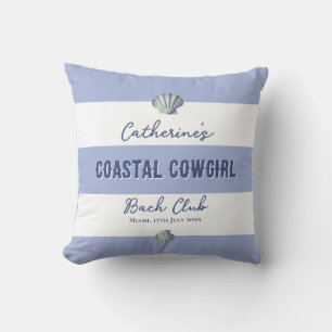 Elegant Coastal Cowgirl Mjuk Blå Vita Ränder Kudde