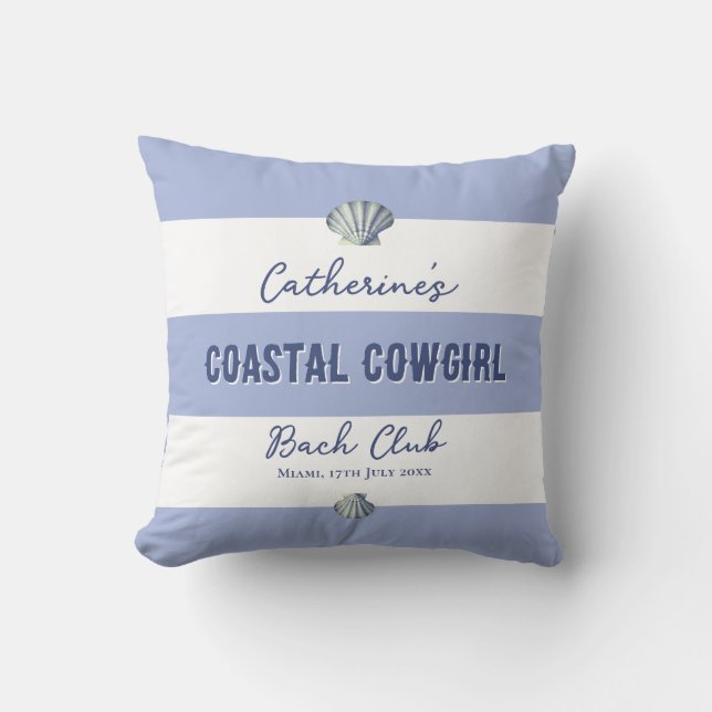 Elegant Coastal Cowgirl Soft Blue White Rand Kudde (Framsida)