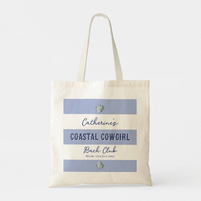 Elegant Coastal Cowgirl Soft Blue White Rand Tygkasse (Baksida)