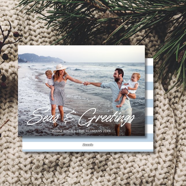 Elegant Coastal Family Photo jul Julkort (Elegant Coastal Family Photo Christmas Holiday Card)