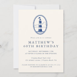 Elegant Coastal Lighthouse Adult Birthday Party  Inbjudningar