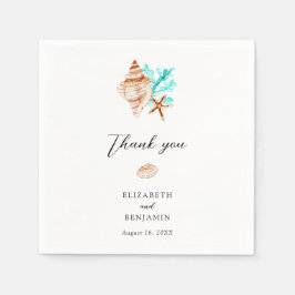 Elegant Coastal Seashell Minimal Beach Wedding Pappersservett