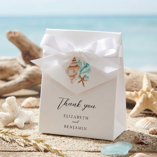 Elegant Coastal Seashell Thank you Beach Wedding Presentaskar (Skapare uppladdad)