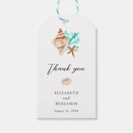 Elegant Coastal Seashell Thank you Beach Wedding Presentetikett