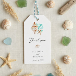 Elegant Coastal Seashell Thank you Beach Wedding Presentetikett