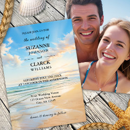 Elegant Coastal Watercolor Beach Wedding Inbjudningar