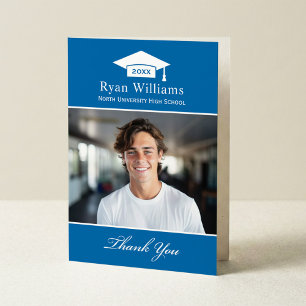 Elegant Cobalt Blue Personlig Studenten Photo Tack Kort