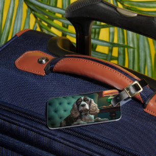 Elegant Cocker Spaniel Klassisk Porträttdesign Bagagebricka