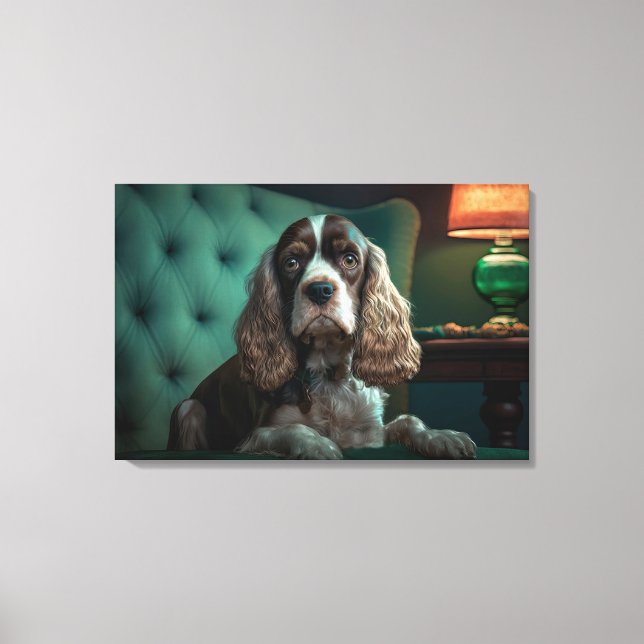Elegant Cocker Spaniel Klassisk Porträttdesign Canvastryck (Framsida)