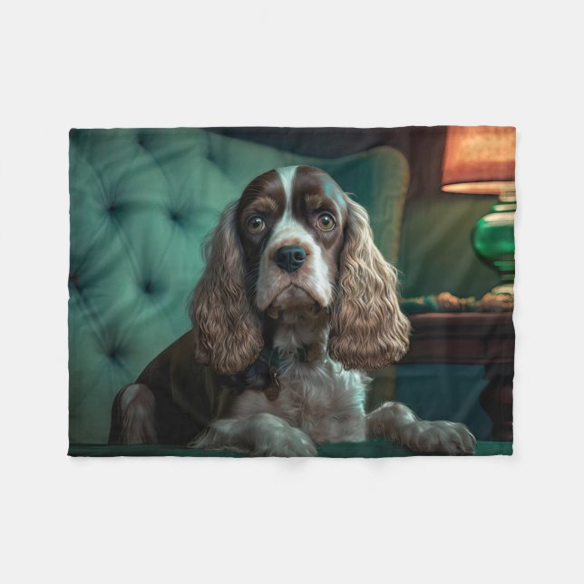 Elegant Cocker Spaniel Klassisk Porträttdesign Fleecefilt (Framsidan (Horisontell))