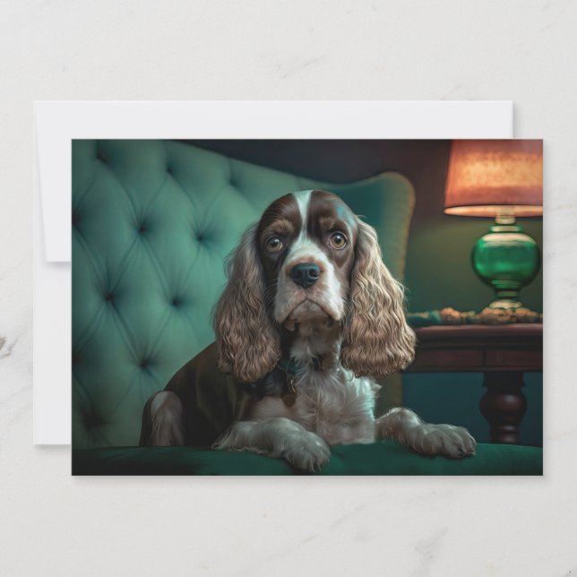 Elegant Cocker Spaniel Klassisk Porträttdesign Kort (Framsida)