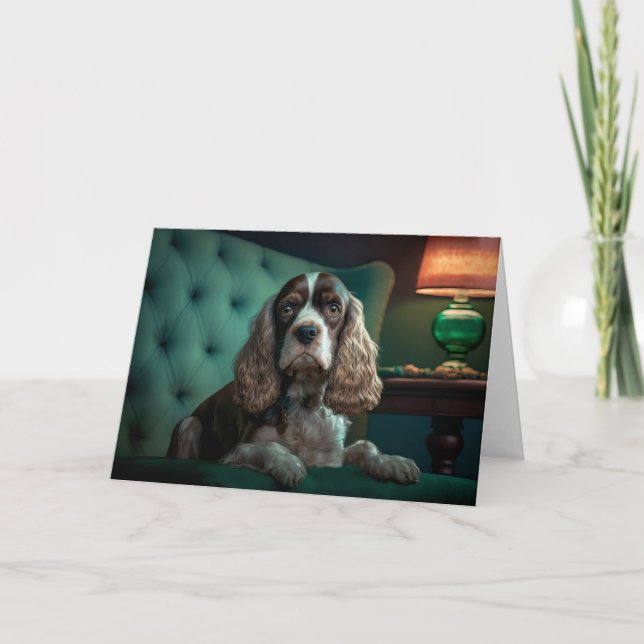 Elegant Cocker Spaniel Klassisk Porträttdesign Kort (Framsida)