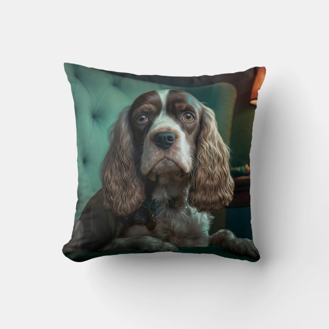 Elegant Cocker Spaniel Klassisk Porträttdesign Kudde (Framsida)