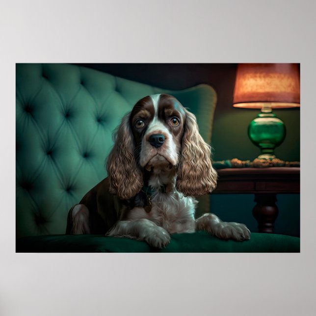 Elegant Cocker Spaniel Klassisk Porträttdesign Poster (Framsidan)